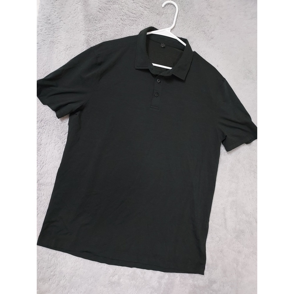 Lululemon Polo Shirt Mens XL Short Sleeve Activewear Black Performance Stretch